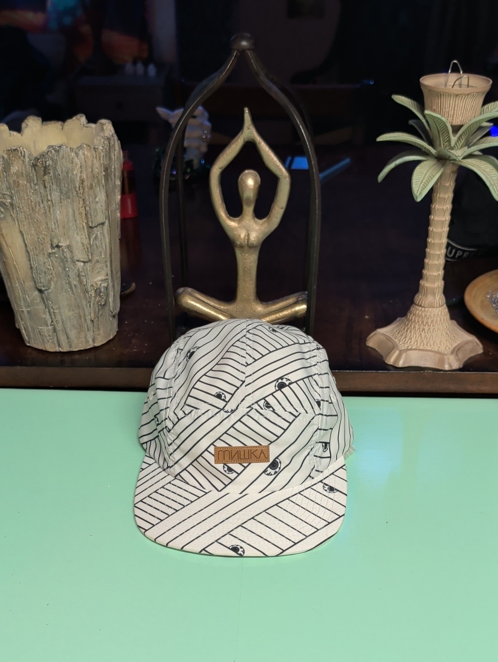 Mishka Black & White Striped Logo Cap